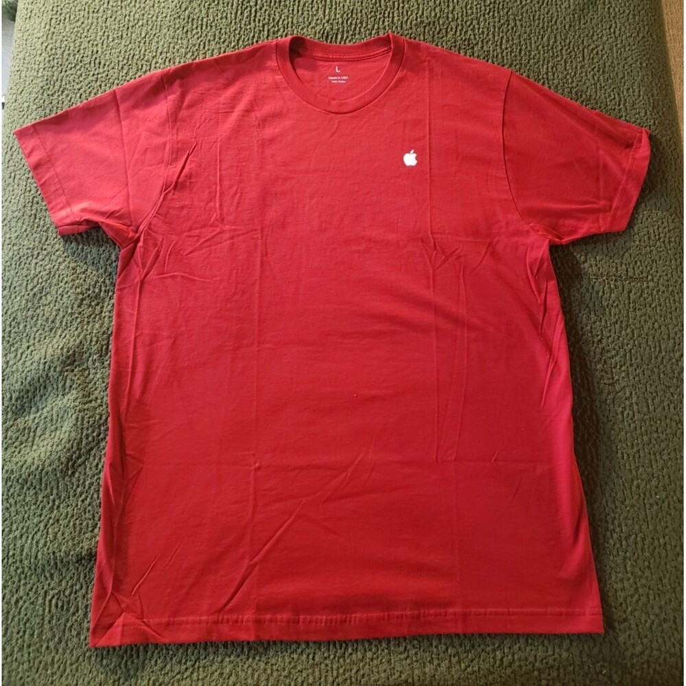 APPLE Official MAC Computer Store Employee RED Tech Staff T-Shirt Size Large